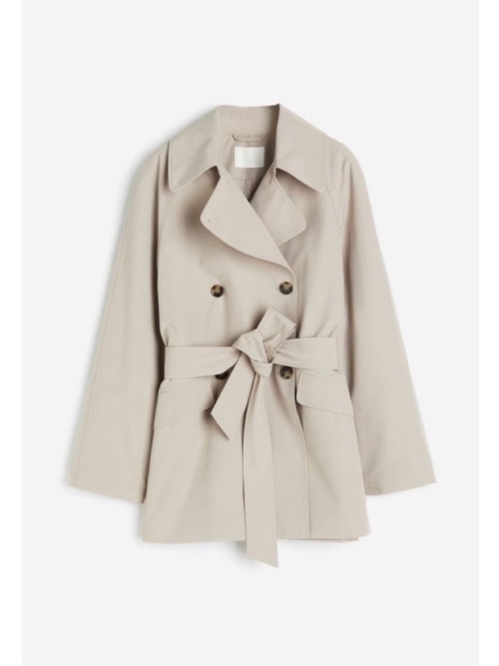 H&M Beige Double-Breasted Tie-Waist Trench Coat NWT